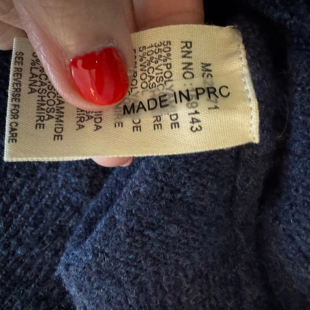 FRNCH Navy and Green Art Club Sweater - Picture 7 of 10